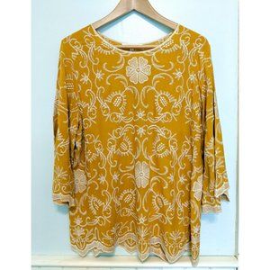 Hippie boho embroidered top with bell sleeves